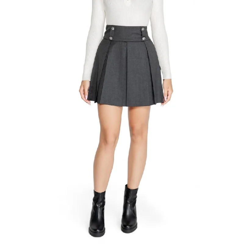Morgan De Toi Gray Polyester Skirt linen skirt natural