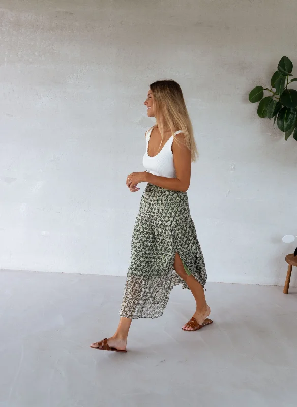Green Zoe Skirt wool skirt warm