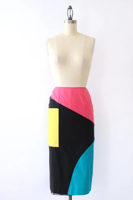 Guy Laroche Colorblocked Pencil Skirt XS lace skirt elegant