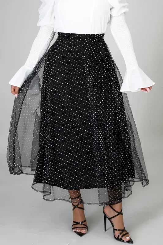 High Waist Polka Dot Mesh Skirt high waist skirt