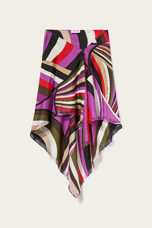 Iride-Print Silk-Twill Skirt leather skirt bold