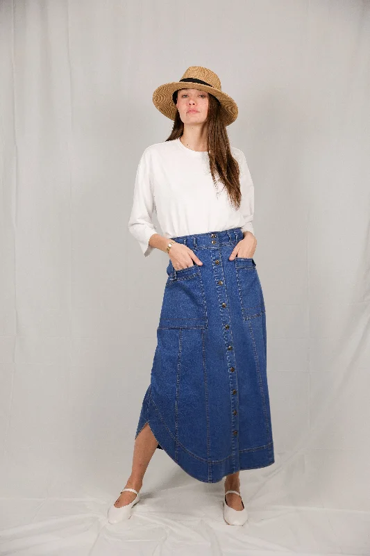 Kiki Denim Skirt pleated skirt texture