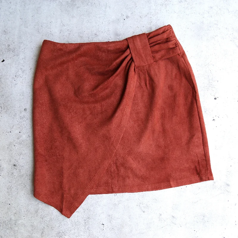 Knot That Way Vegan Suede Skirt in More Colors leather skirt sleek
