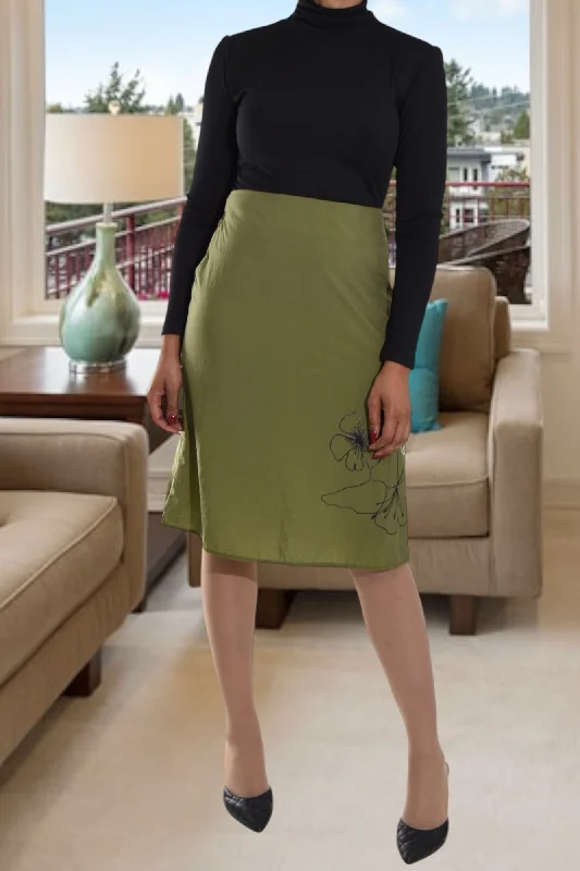 Ladies Olive Printed Skirt velvet skirt plush