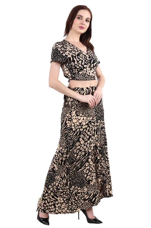 Leopard Printed Wrap Around Skirt lace skirt romantic