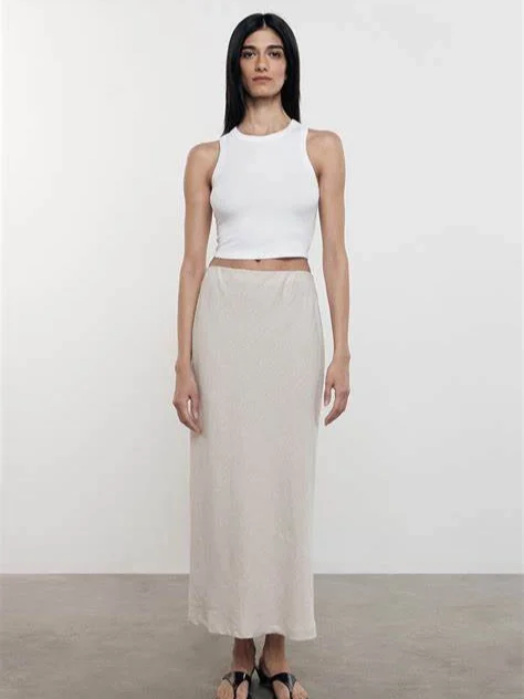Linen Bias Skirt leather skirt sleek