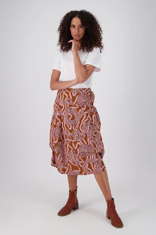 Loveknots Milwaukee Skirt Caramel in Fine Cord satin skirt smooth