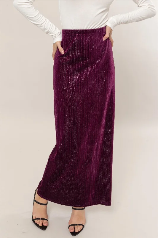 Lurex Velour High-Waist Midi Skirt