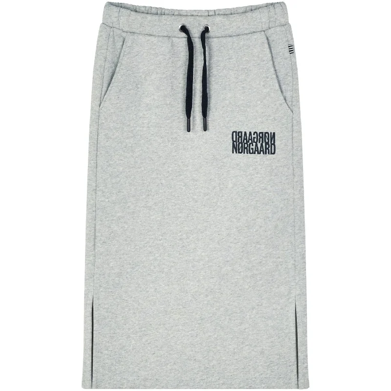 Mads Nørgaard Light Grey Melange Organic Sweat Sheila Skirt silk skirt sleek