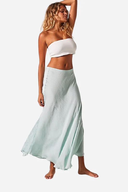 Free People Make You Mine Half Slip Skirt in Aqua-Esque leather skirt bold