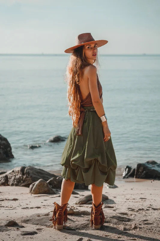 Maxi Skirt Aurora Olive cotton skirt soft