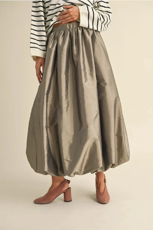 Metallic Long Bubble Skirt