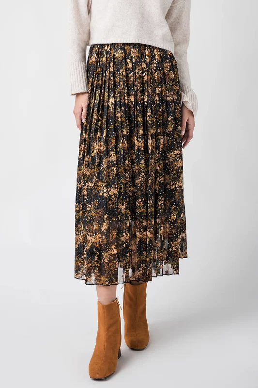 Molly Bracken Pleated Printed Skirt seamless skirt comfort