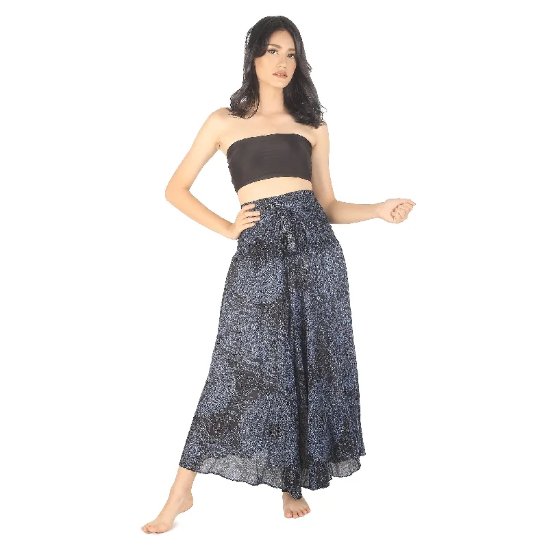 Monotone Mandala Women's Bohemian Skirt in Navy SK0033 020031 02