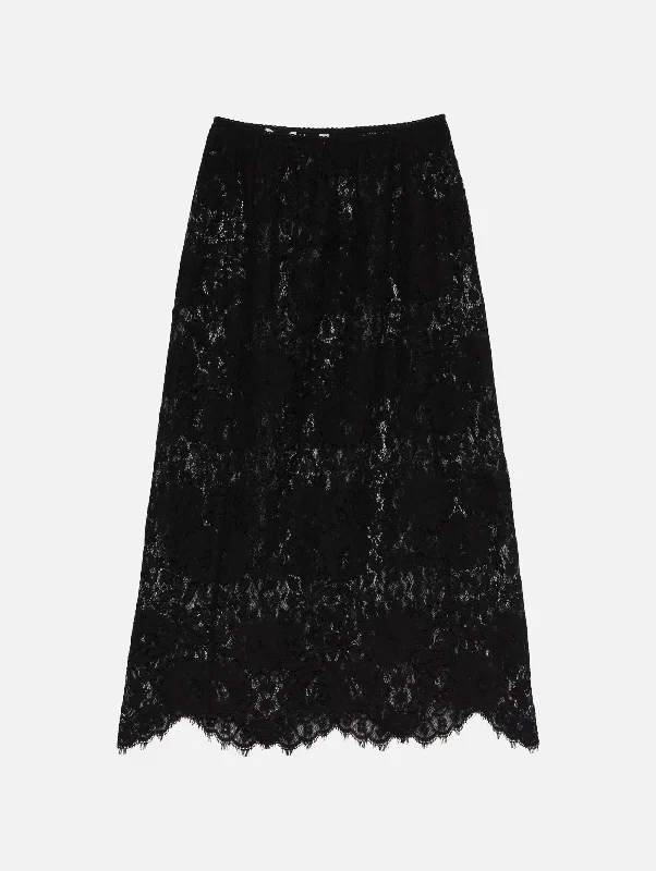 Nandi Lace Skirt in Black corduroy skirt textured