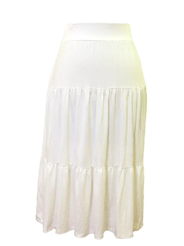 Objex White Tier Skirt belted skirt waist