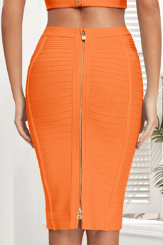 Orange Bandage Skirt Pencil Skirt