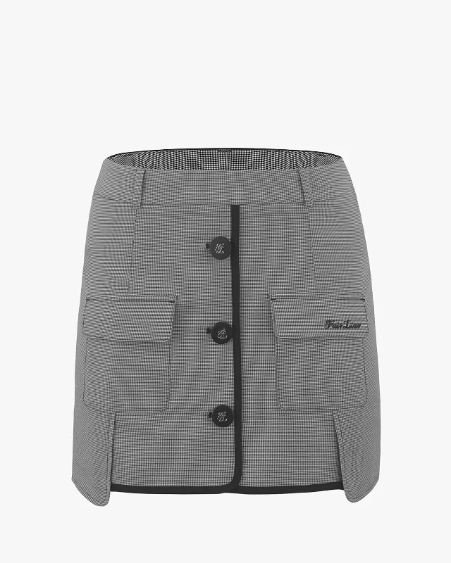 Out Pocket Slit Skirt - Checkered leather skirt refined