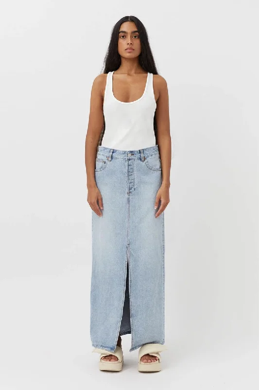 PHOEBE MAXI SKIRT-WASHED BLUE cashmere skirt rich