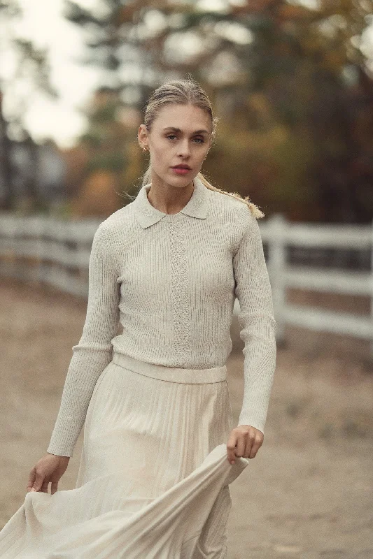 Pleated Faux Suede Skirt 37"-Ivory leather skirt sleek