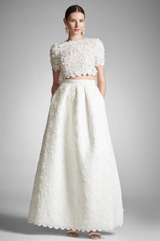 Pyaar Skirt - Ivory velvet skirt rich