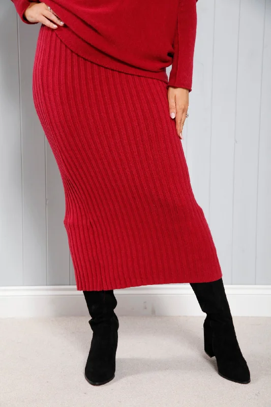 Reese Ribbed Skirt Ruby Red lace skirt delicate