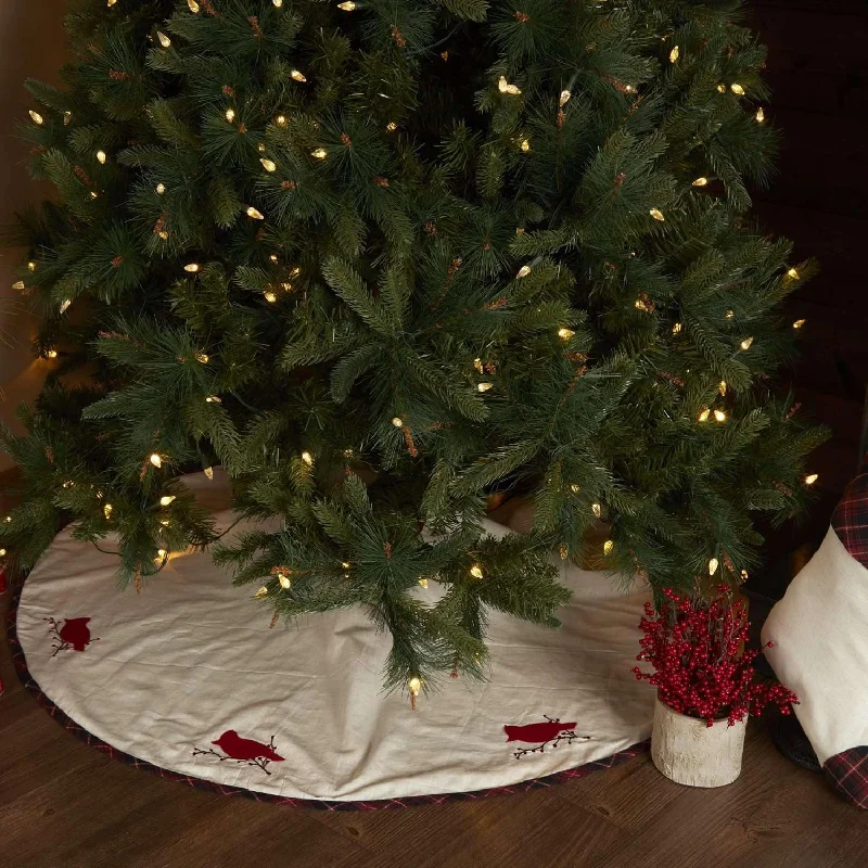 Seasons Greetings Christmas Tree Skirt 48 VHC Brands belted skirt waist