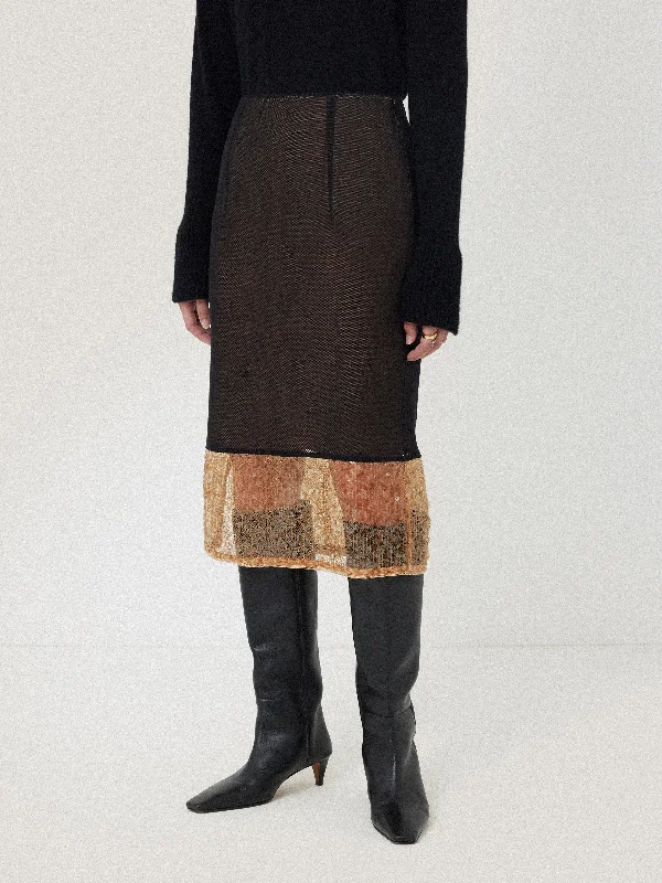 Sequin Mesh Skirt | Black pencil skirt chic