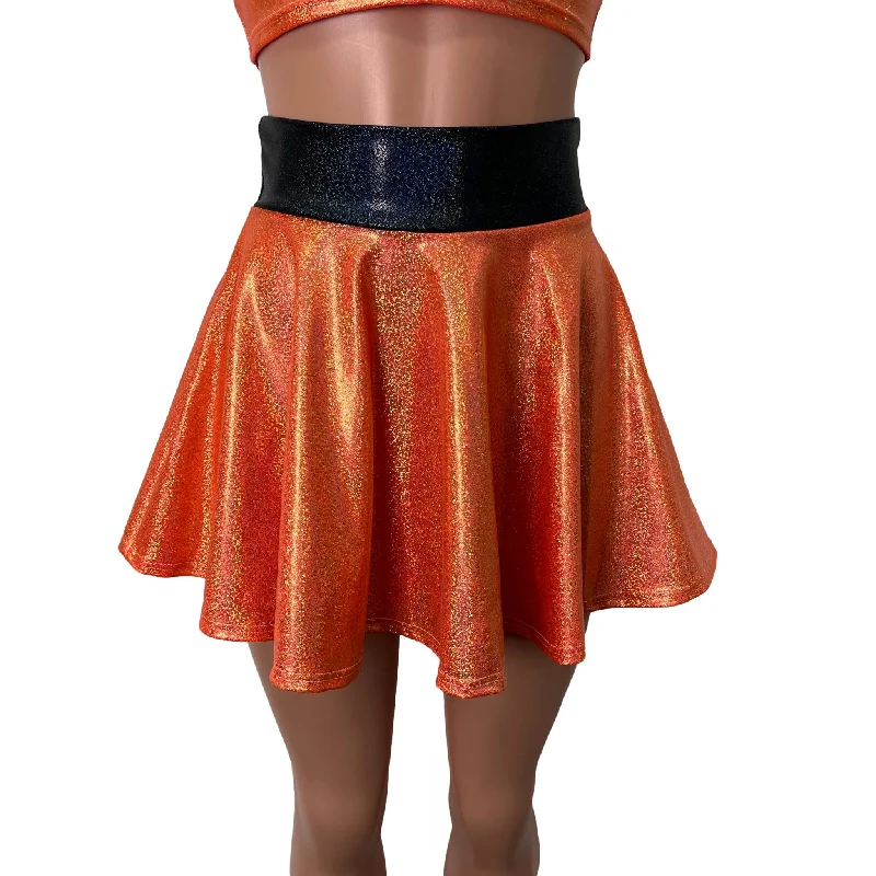 Skater Skirt - Orange Sparkle Holographic w/Black Sparkle Waistband tulle skirt dreamy