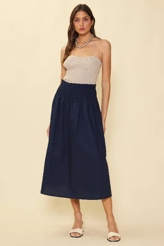 Smocked Waist Flared Skirt velvet skirt rich
