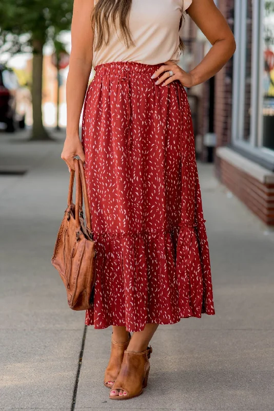 Speckled Ruffle Bottom Midi Skirt linen skirt natural