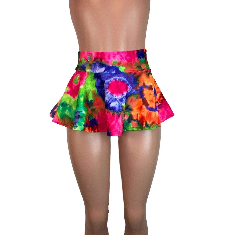 10" Skater Skirt - Tie Dye Groovy flowy skirt hem