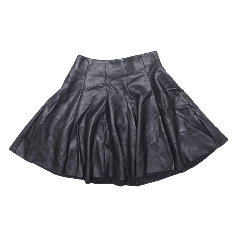 TALLY WEIJL Faux Leather Womens Pleated Skirt Black Short S summer skirt style
