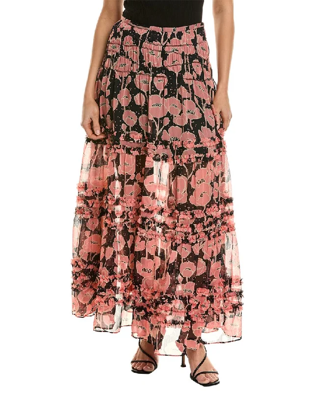 Ted Baker Micro Ruffle Tiered Midi Skirt leather skirt refined