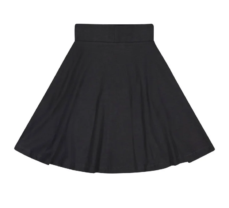 Teela Black Basic Knit Circle Skirt cotton skirt soft