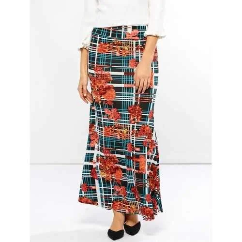 Mid Waist Striped Print Skirt - Floral 3xl wool skirt sturdy