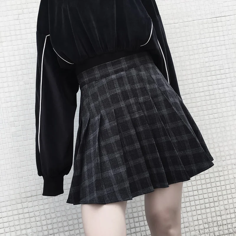ULZZANG PLAID PLEATED SKIRT BY63130 chiffon skirt delicate