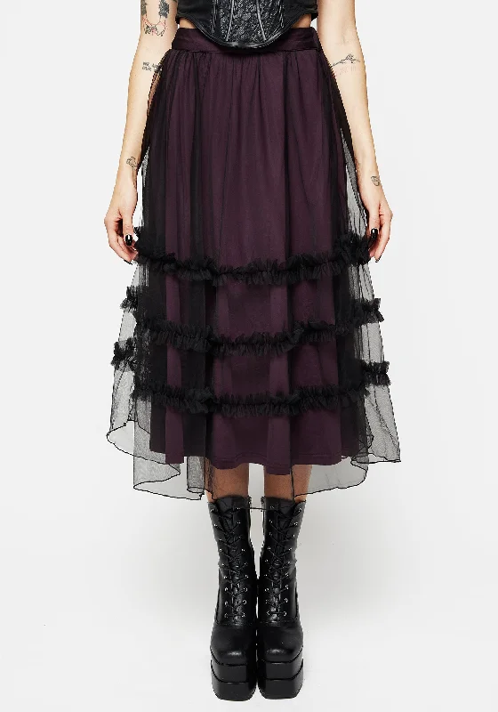 Wanderer Contrast Lining Tiered Midi Skirt corduroy skirt durable