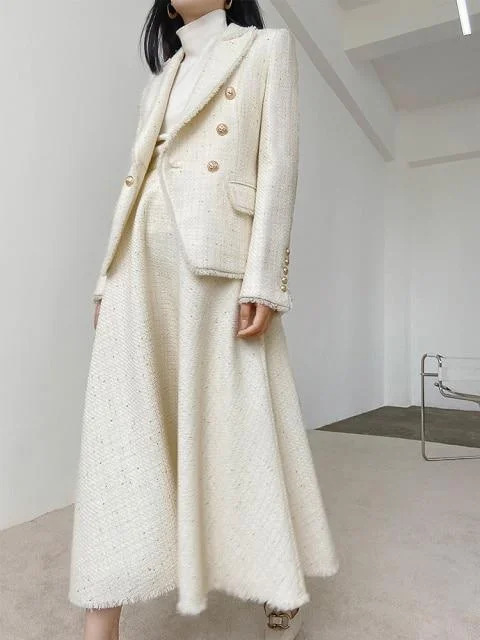 White Tweed Skirt Suit corduroy skirt cozy
