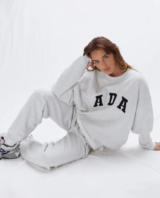 ADA Oversized Sweatshirt - Light Grey Melange Hoodie with Hem Drawcord Adjustable Customizable ADA Oversized Sweatshirt - Light Grey Melange Hoodie with Hem Drawcord Adjustable Customizable