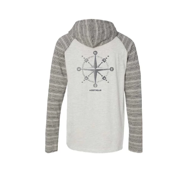 Airstream Compass Trailer Striped Raglan Sleeve Unisex Hoodie Hoodie with Typography Text Message