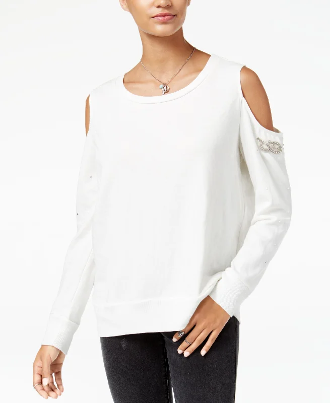 American Rag Juniors Embellished Cold Shoulder Sweatshirt Hoodie with Earth Tones Natural Calm American Rag Juniors Embellished Cold Shoulder Sweatshirt Hoodie with Earth Tones Natural Calm