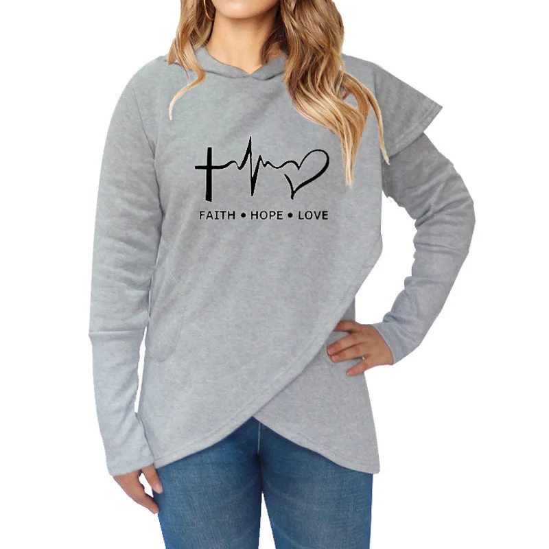 Autumn girl winter Hoodies Sweatshirts Casual Plus Size Faith Printed Hooded Sweatshirt Hoodie with Hem Lace Feminine Delicate Autumn girl winter Hoodies Sweatshirts Casual Plus Size Faith Printed Hooded Sweatshirt Hoodie with Hem Lace Feminine Delicate