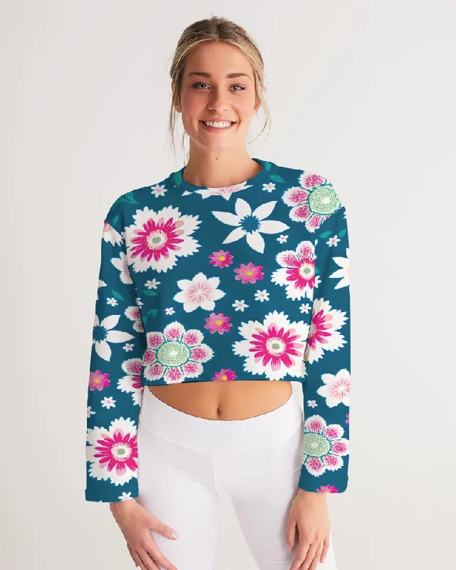 Beautiful floral pattern Women's All-Over Print Cropped Sweatshirt Hoodie with Gradient Ombre Colorful Beautiful floral pattern Women's All-Over Print Cropped Sweatshirt Hoodie with Gradient Ombre Colorful