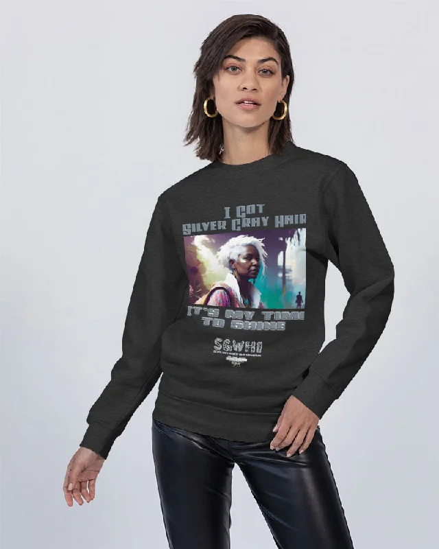 Black sister time to shine Unisex Premium Crewneck Sweatshirt | Lane Seven Hoodie with Slit Hem Functional Movement Black sister time to shine Unisex Premium Crewneck Sweatshirt | Lane Seven Hoodie with Slit Hem Functional Movement