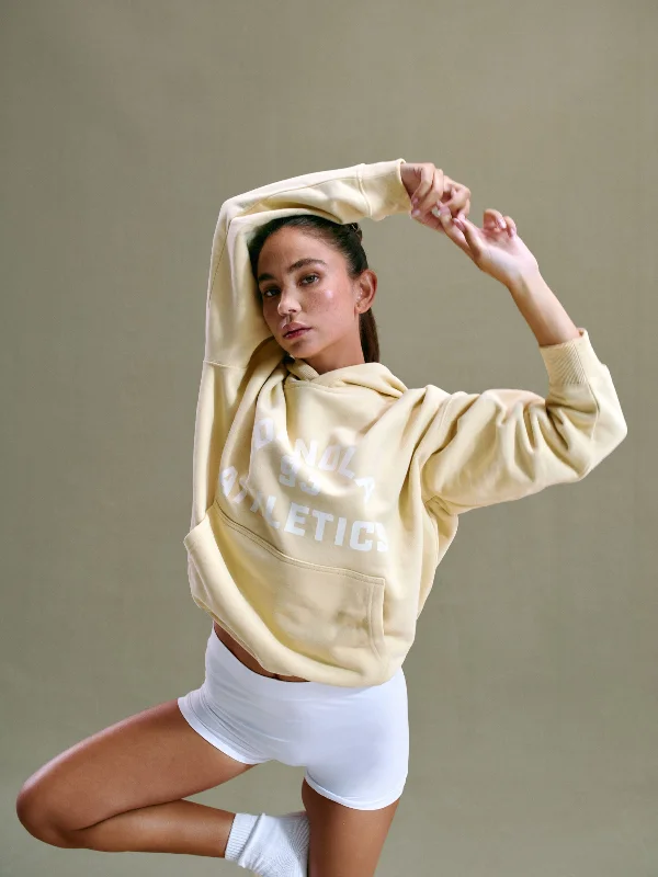 Campus Oversized Hoodie - Butter Yellow Hoodie with Mesh Breathable Sporty