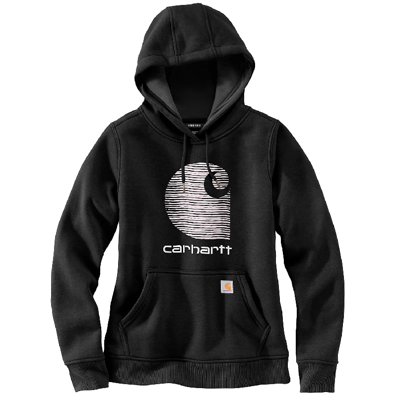 Carhartt Women's "C" Graphic Logo Hooded Sweatshirt - Black Hoodie with Drop Shoulder Relaxed Streetwear Carhartt Women's "C" Graphic Logo Hooded Sweatshirt - Black Hoodie with Drop Shoulder Relaxed Streetwear