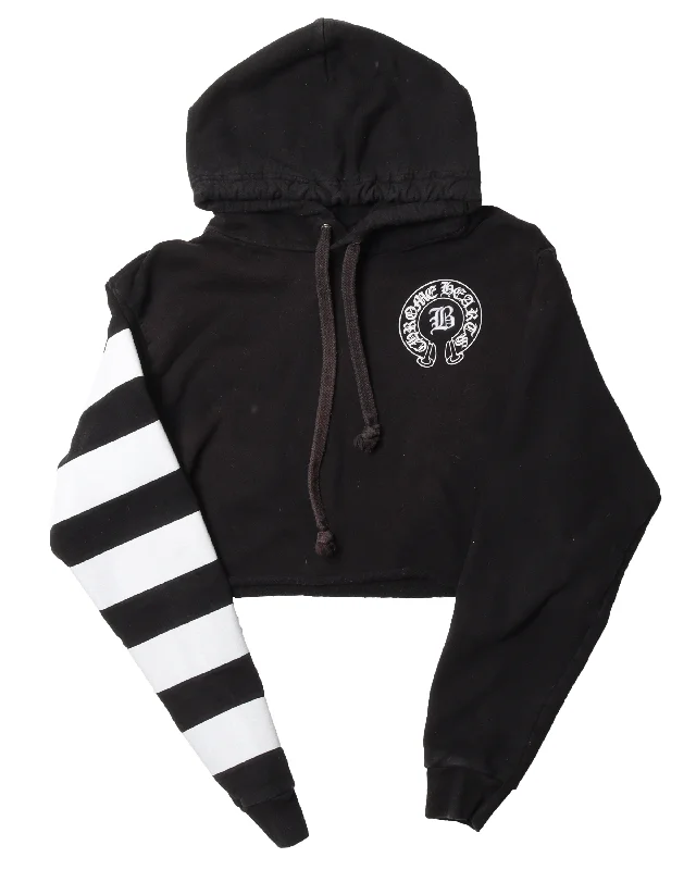 Bella Hadid Cropped Hoodie Hoodie with Hem Patch Decorative Personalized