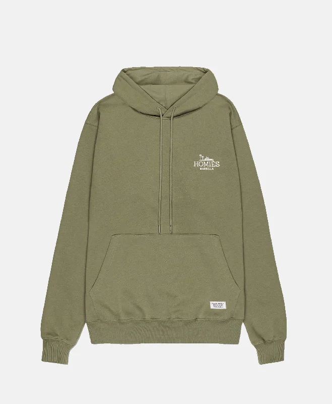 CLASSIC HOODIE EMBROIDERY KHAKI Hoodie with Cropped Fit Short Trendy