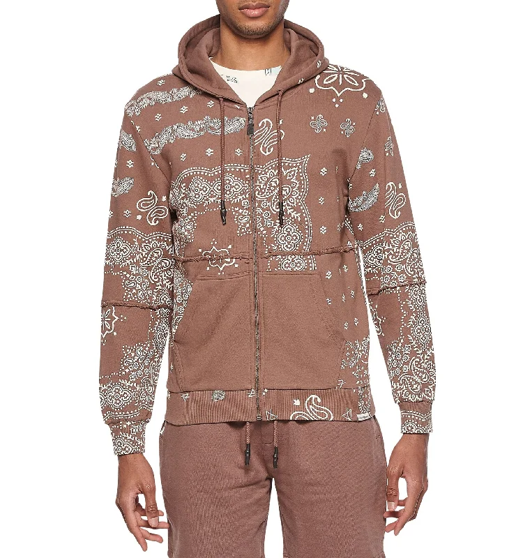 Eleven Paris Mens Paisley Hoodie Hoodie with Pastel Soft Subtle